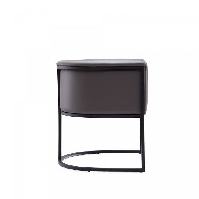 Cosmopolitan Mid-Century Modern Vegan Leather Metal Dining Chair in Graphite - Set of 2