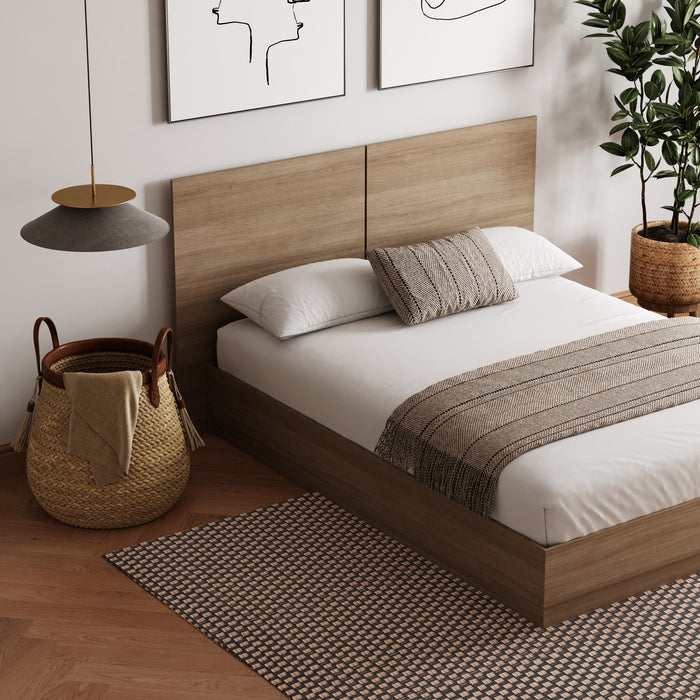 Nordika Milano Platform Full Bed - Brown Oak