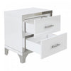 Sophia High Gloss Nightstand with 2 Drawers and Metal Handles,White | Sophia table de chevet laquee brillante avec 2 tiroirs et poignees en metal, blanc