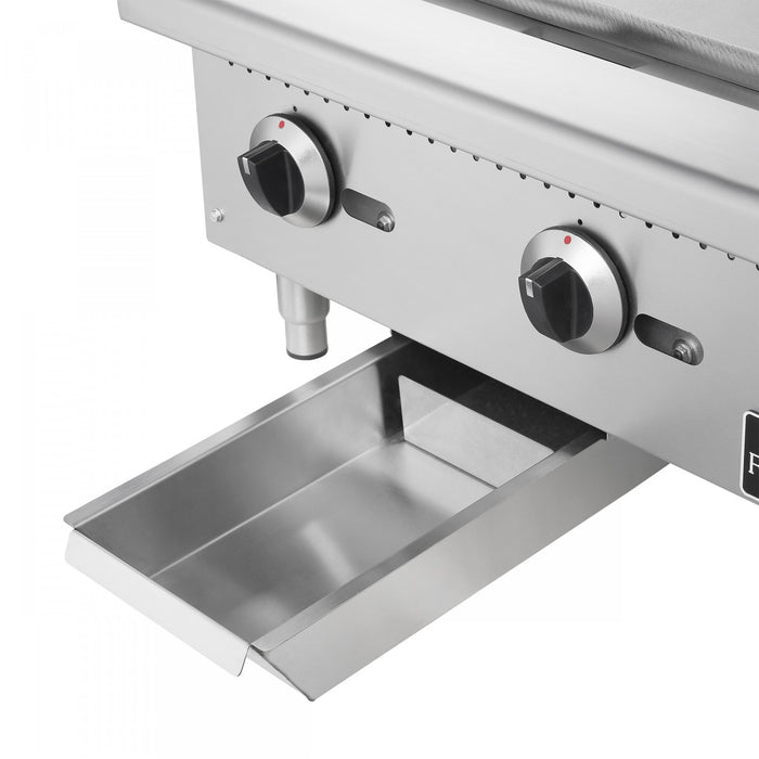 FORNO Commerciale 24 Inch Gas Griddle, 2 Burners, 60,000 BTUs, Stainless Steel - FCMGG0055-24