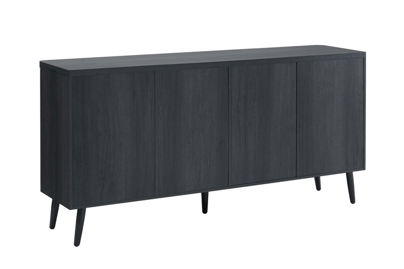 Jodie Mid-Century Modern 65\" Fluted Sideboard in Charcoal Gray Buffet