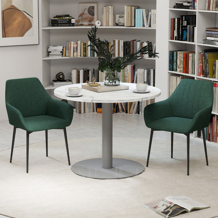 HOMCOM Dining Chairs Set of 2, Upholstered Accent Chairs with Metal Legs