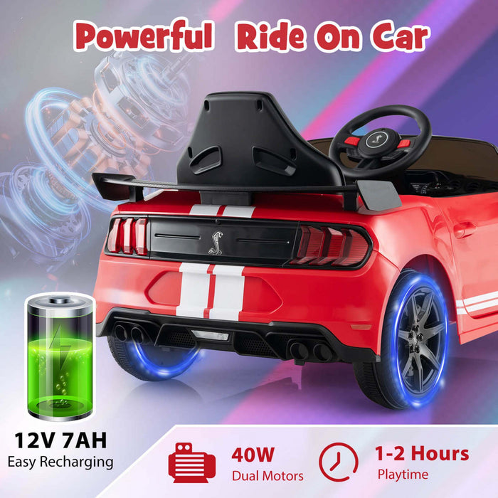 Costway 12v Licensed Ford Mustang Shelby Gt500 Kids Ride On Car With Remote Control Red