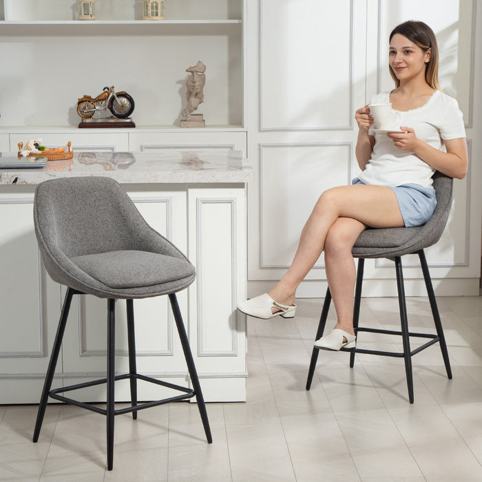 HOMCOM Swivel Bar Stools Set of 2 26\" Counter Height Barstools, Dark Grey