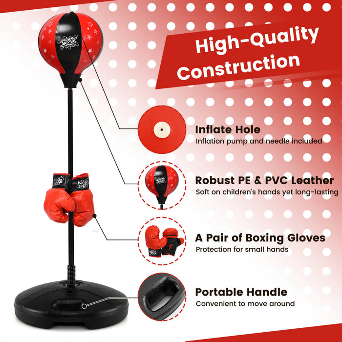 Costway Kids Punching Bag Toy Set Adjustable Stand Boxing Glove Speed Ball W/ Pump New