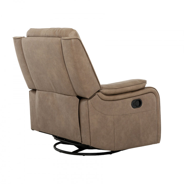 Marlow 37 in. Leather Match Swivel Glider Manual Recliner - Taupe