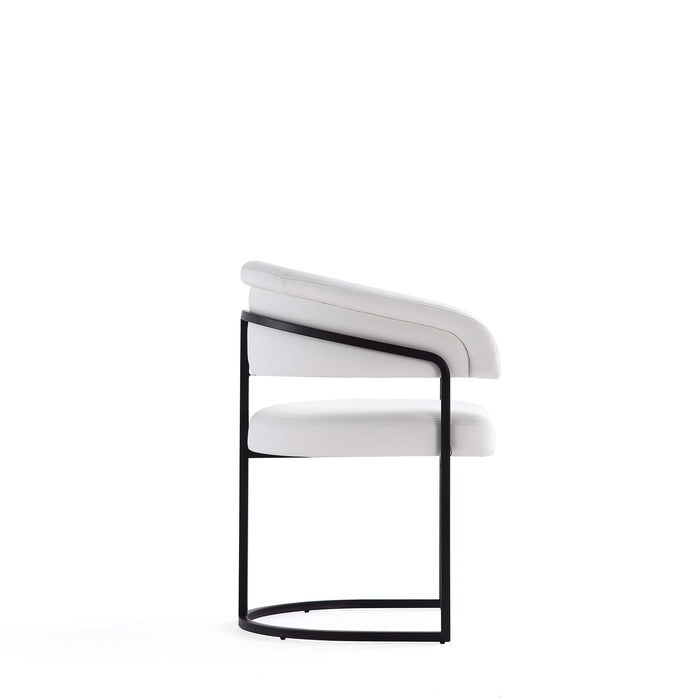 Augusta Modern Metal Vegan Leather Dining Chair in White - Set of 2