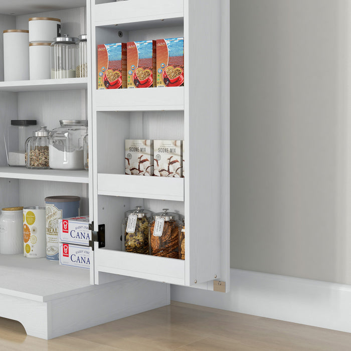 HOMCOM Kitchen Pantry Storage Cabinet with Adjustable Shelves Cream White