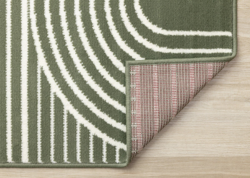 Forte Green White Modern Geometric Arches Area Rug - 5'3\" x 7'5\"