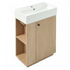 Aveline Modern Bathroom Vanity with Ceramic Sink Combo and Smart Storage, Natural | Evelyn Meuble-Lavabo Moderne avec Vasque en Ceramique et Rangement Intelligent, Naturel