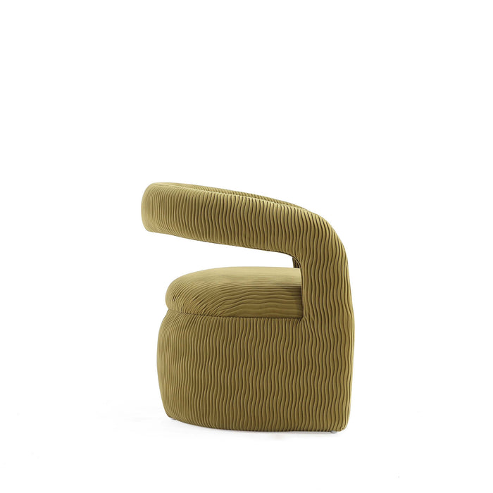 Corvette Mid-Century Modern Velvet Lounge Chair in Olive Green
