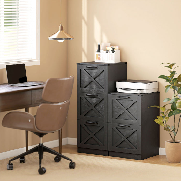 HOMCOM 2 Drawer File Cabinet, Filing Cabinet Fits Letter/A4 Size, Black