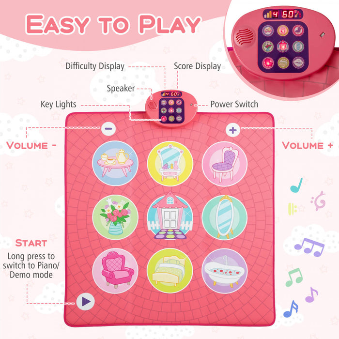 Costway Kids Dance Mat Electronic Dancing Pad with 3 Game Modes Music Dance Step Play Toy