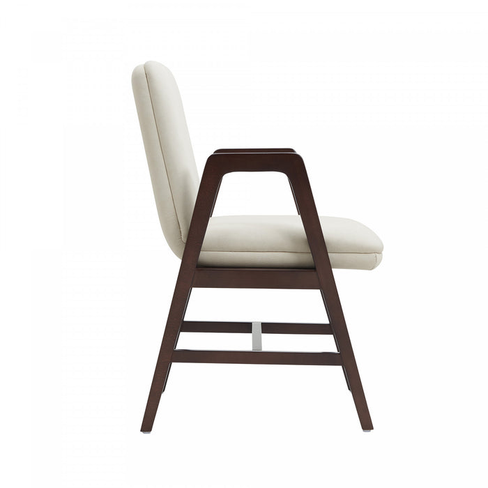 Stella Modern Velvet Wood Armchair in Cream - Set of 2