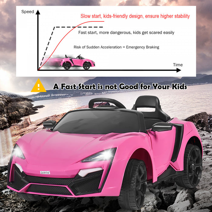 Costway 12v Kids Ride On Car 2.4g Rc Electric Vehicle W/ Lights Mp3 Openable Doors Pink