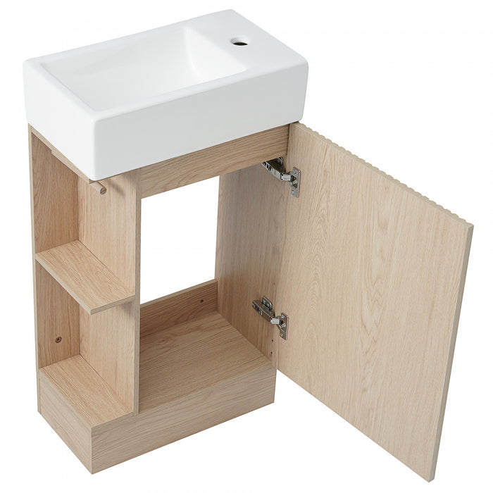 Ethan 18.6\" Bathroom Vanity with Sink and Adjustable Shelf, Brown