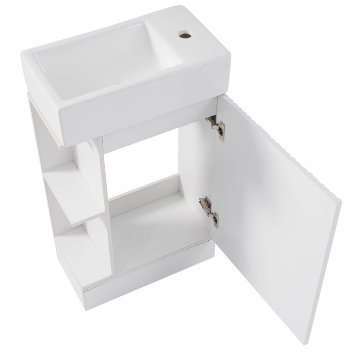Ethan 18.6\" Bathroom Vanity with Sink and Adjustable Shelf, White