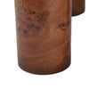 Lira 31.5 Inch Modern Round Burl Veneer Coffee Table with Three Cylindrical Legs, Brown | Table basse ronde moderne Lira 31,5 pouces placage bois a trois pieds cylindriques, brun