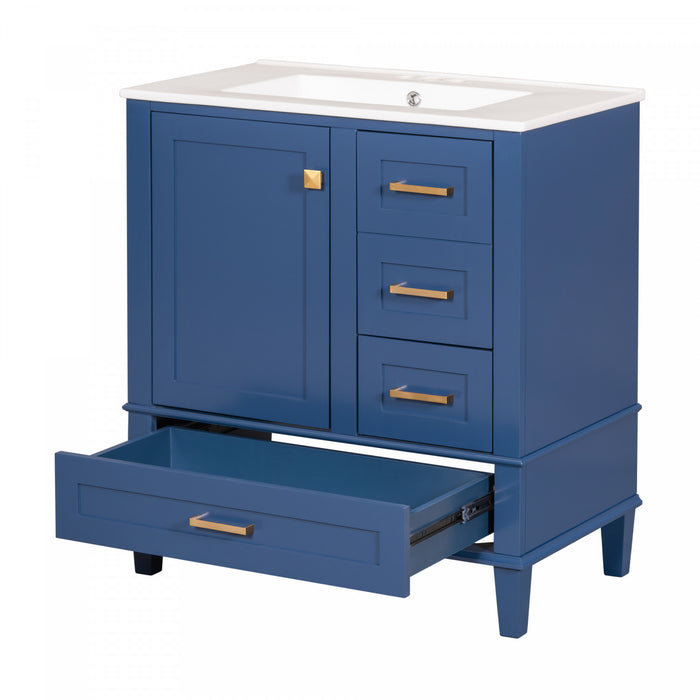 Olivia 30\" Bathroom Vanity with Sink Combo and Storage Drawers,Blue