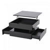 Oliver Lift-Top Coffee Table with LED Lighting and 2 Drawers,Black | Oliver table basse relevable – table avec eclairage LED et 2 tiroirs, noir