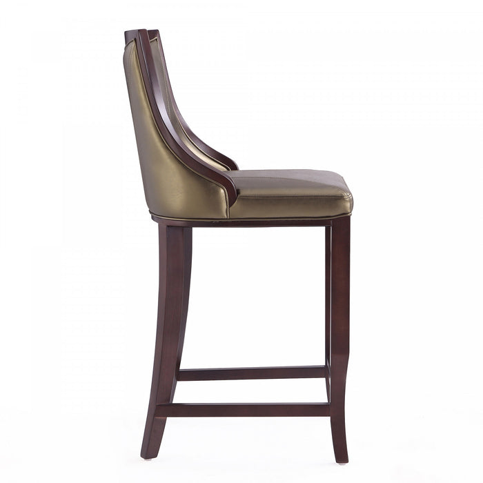 Emperor Traditional Wood Upholstered Barstool in Bronze - Set of 2