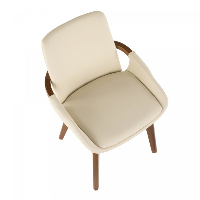 LumiSource Cosmo Faux Leather Mid-Century Dining Chair - Walnut/Cream