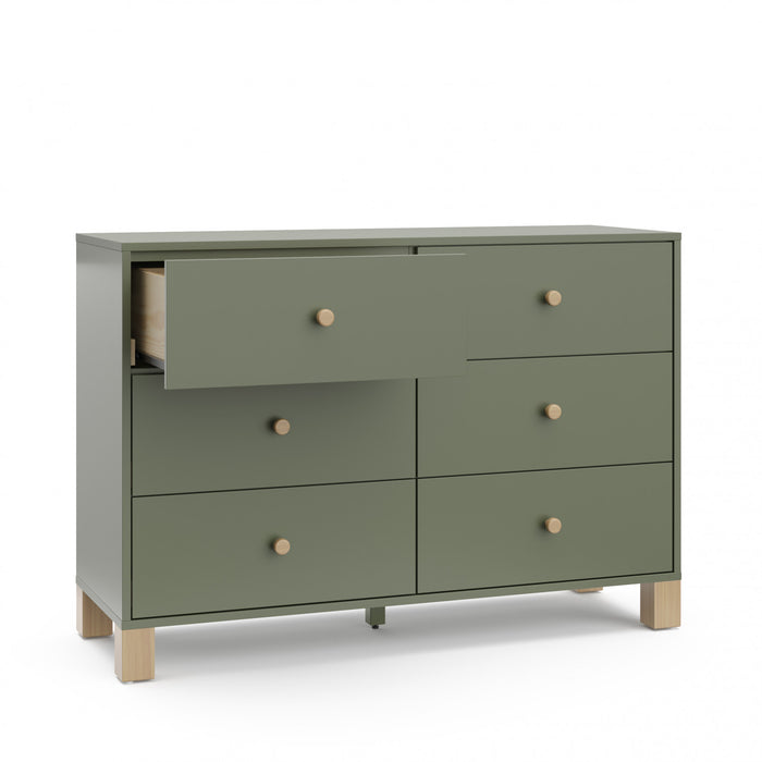 Storkcraft California 6 Drawer Dresser - Olive/Driftwood
