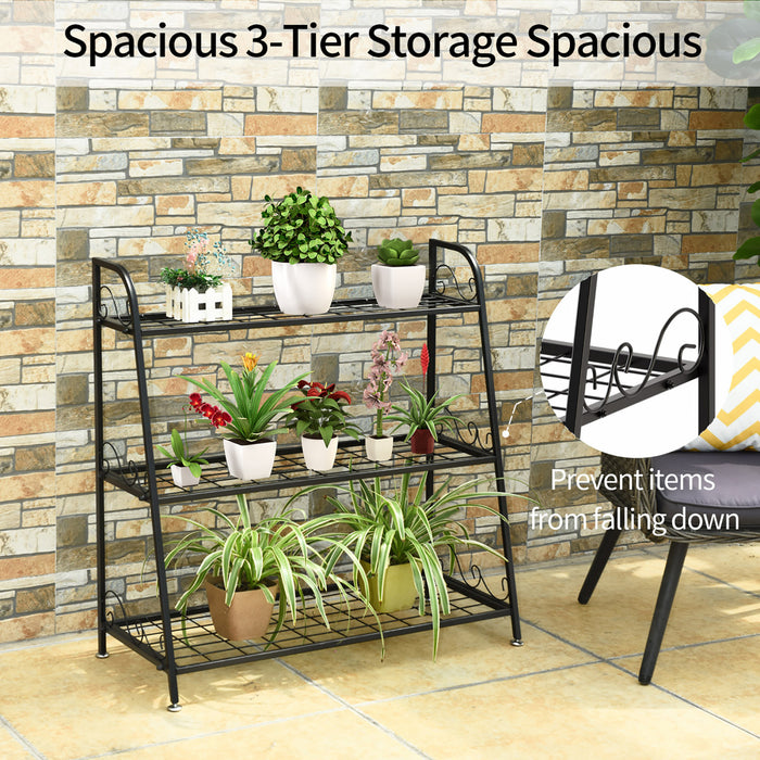 Costway 3-tier Metal Plant Stand Shelf Flower Pot Holder Display Rack Shoe Organizer