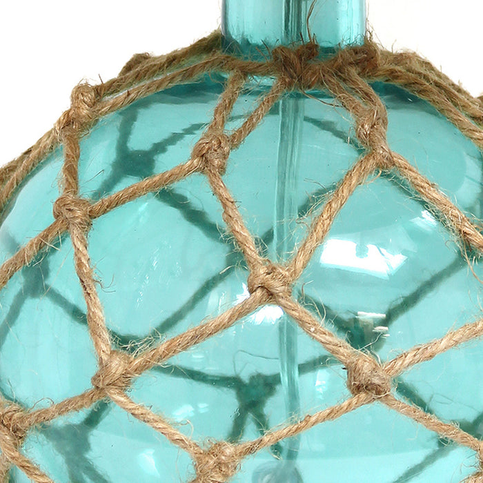 Marelle Netted Jute & Glass Table Lamp, Teal, 14.75\"H