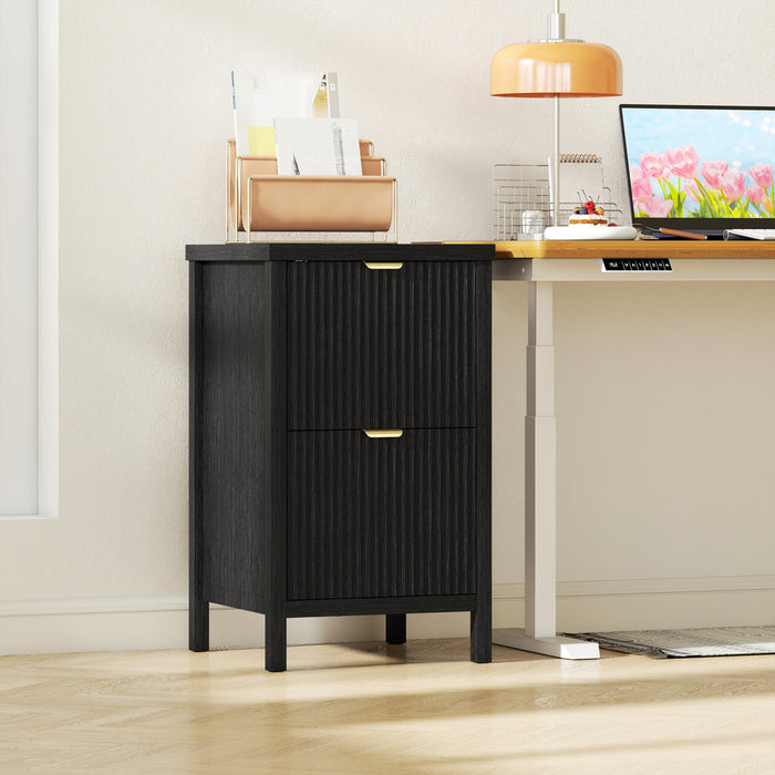 HOMCOM 2 Drawer File Cabinet, Filing Cabinet Fits Letter/A4 Size, Black