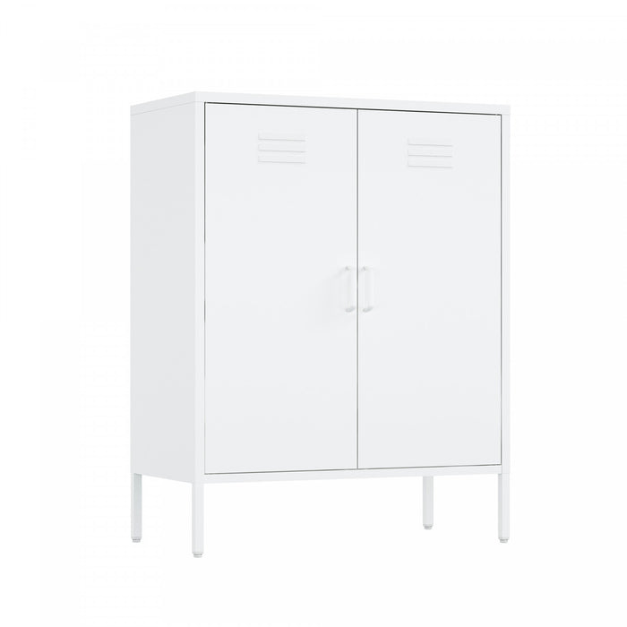 Naomi Modern 2-Piece Metal Storage Cabinets in White