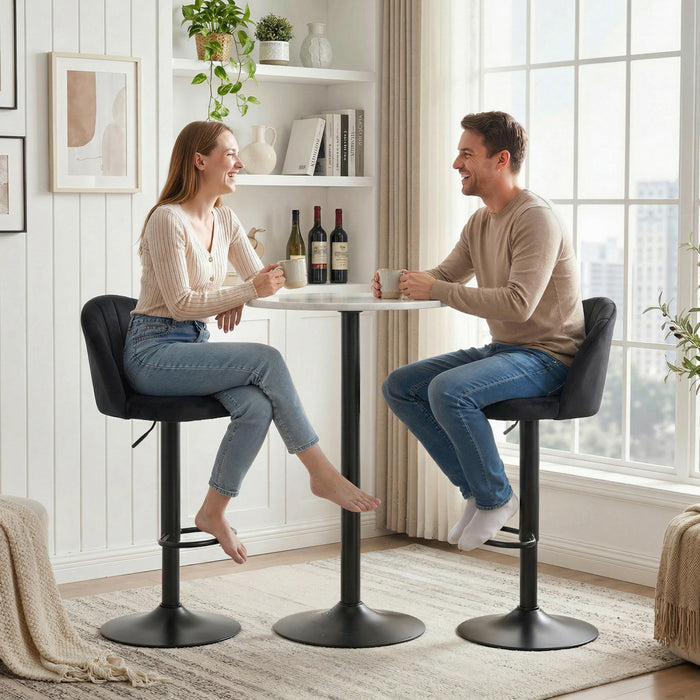HOMCOM Bar Stools Set of 2, Swivel Counter Height Barstools, Black