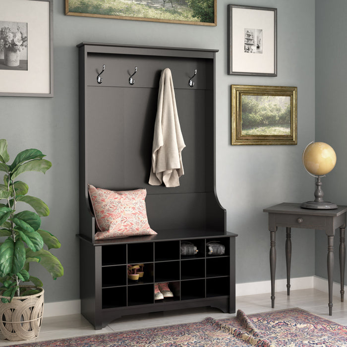 Hall Tree with Shoe Storage - Black