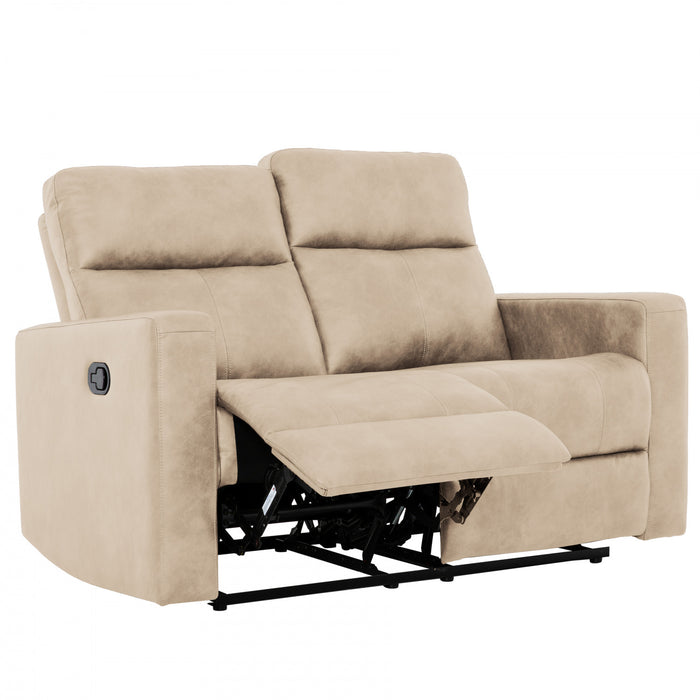 Denton 57 in. Faux Leather Manual Reclining Loveseat - Taupe