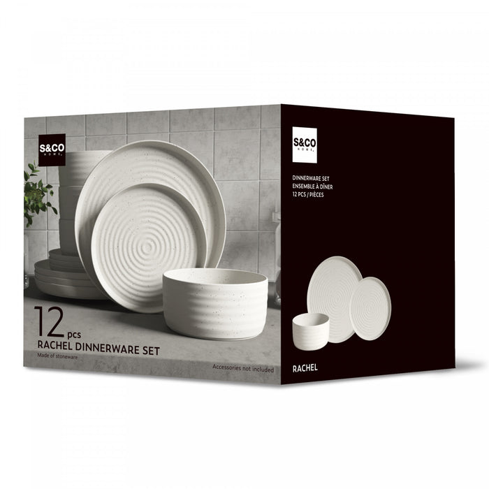 Rachel 12-Piece Stoneware Dinnerware Set, Service for 4 