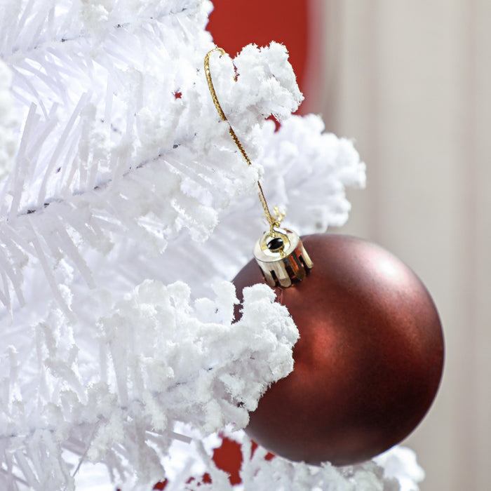 Homcom Snow Flocked Pencil Christmas Tree With Realistic Branch Tips White