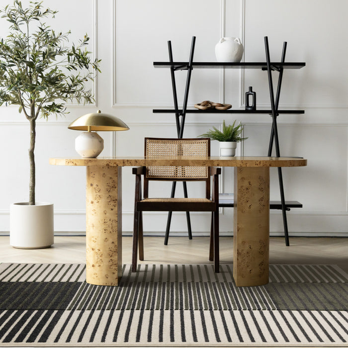 Maverick Green Black White Modern Striped Design Rug, 5'3\" x 7'7\" Indoor Area Rug
