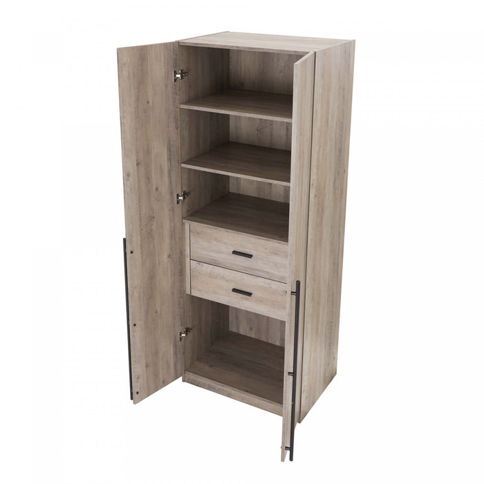 Lee Modern 32\" Wardrobe Closet in Rustic Gray - Set of 3 Armoire