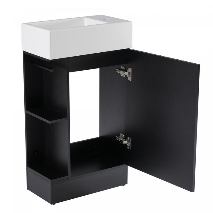 Ethan 18.6\" Bathroom Vanity with Sink and Adjustable Shelf, Black