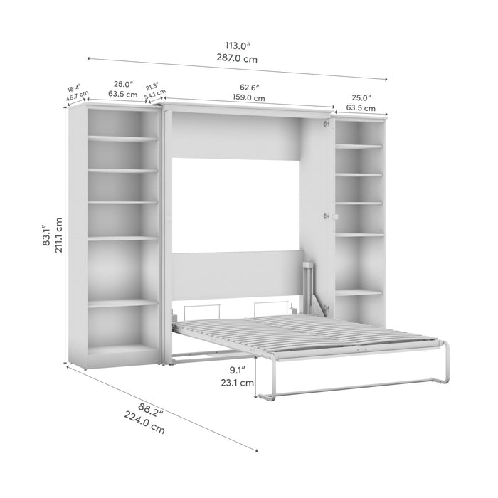 Bestar Key West Full Murphy Bed with Closet Organizers (113 W) - Pure White Oak