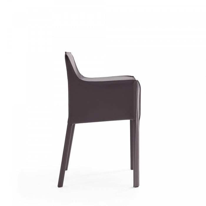 Vogue Modern Vegan Leather Dining Chair in Gray - Set of 2