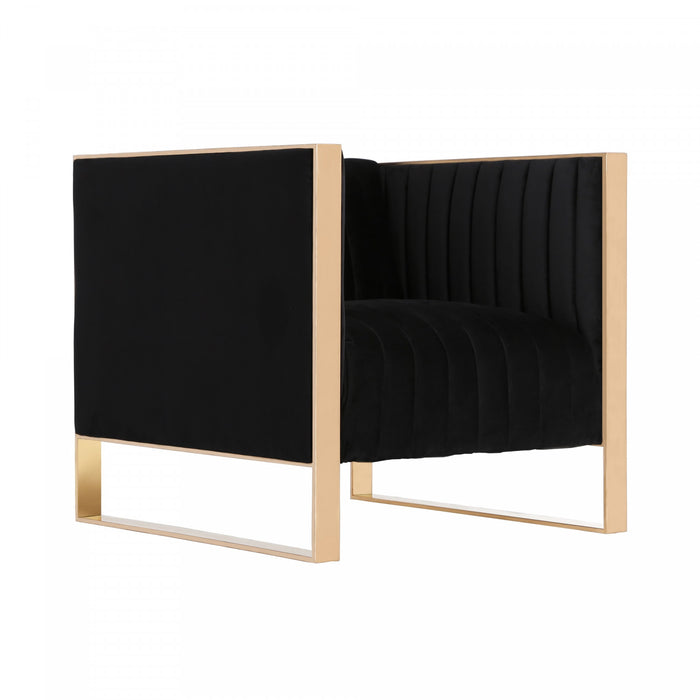 Trillium Mid-Century Modern 2-Piece Sofa Set in Black