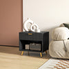 HOMCOM Nightstand with Drawer and Open Compartment for Bedroom, Black
