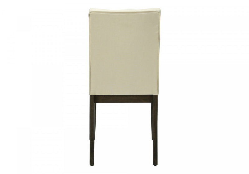 Dining Chair Set of 2 Dining Room Kitchen Cream Fabric Grey Solid Wood Transitional