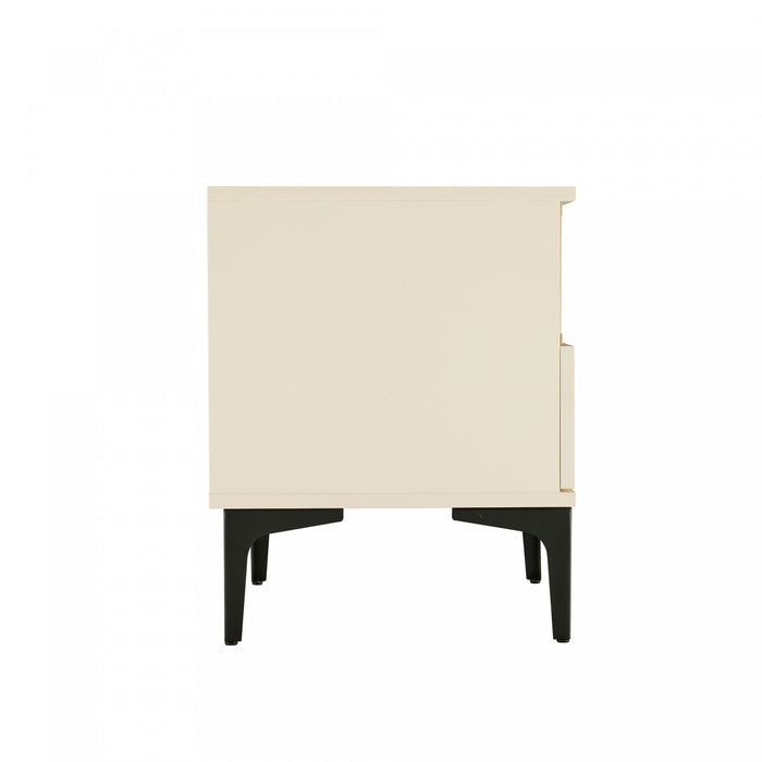 Amara Modern 20\" Nightstand in Cream and Light Oak (1-Drawer) - Set of 2