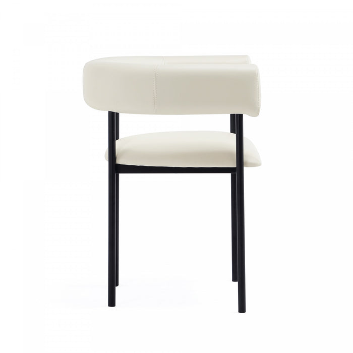 Onda Contemporary Vegan Leather Metal Dining Chair in Ivory