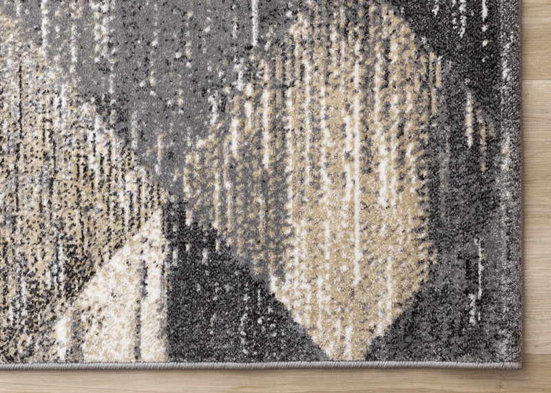 Dayton Grey Beige White Distressed Diamond Pattern Rug, 7'10\" x 10'6\" Indoor Area Rug
