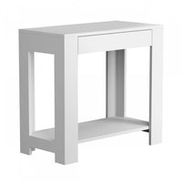 24” Classic Narrow Accent Table With Hidden Storage & Lower Shelf - White 