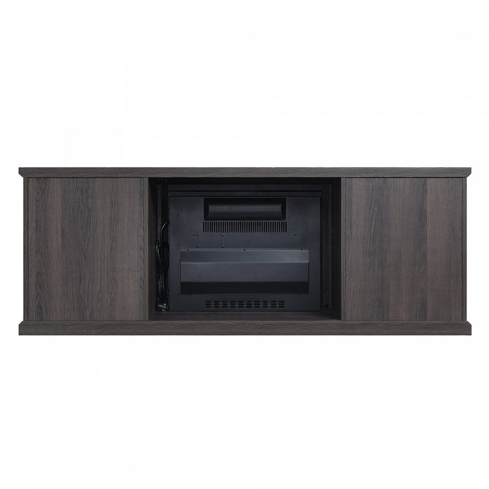 Franklin Modern Farmhouse 2-Piece Electric Fireplace in Black and Brown