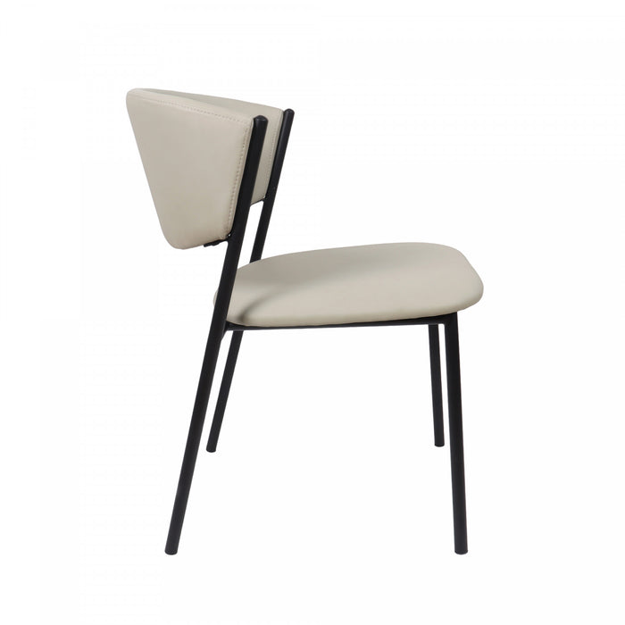 Drift Contemporary Modern Vegan Leather Metal Side Chair in Stone Gray - Set of 4